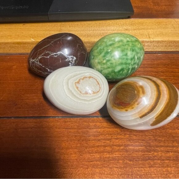 Vintage Marble Alabaster Onyx Home Decor Eggs Hand carved - Picture 1 of 16
